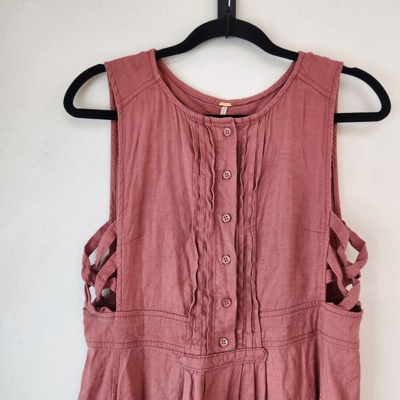 Free People Moonshine Linen Blend Pink Dress Summer Beachy Women's S - Picture 4 of 11